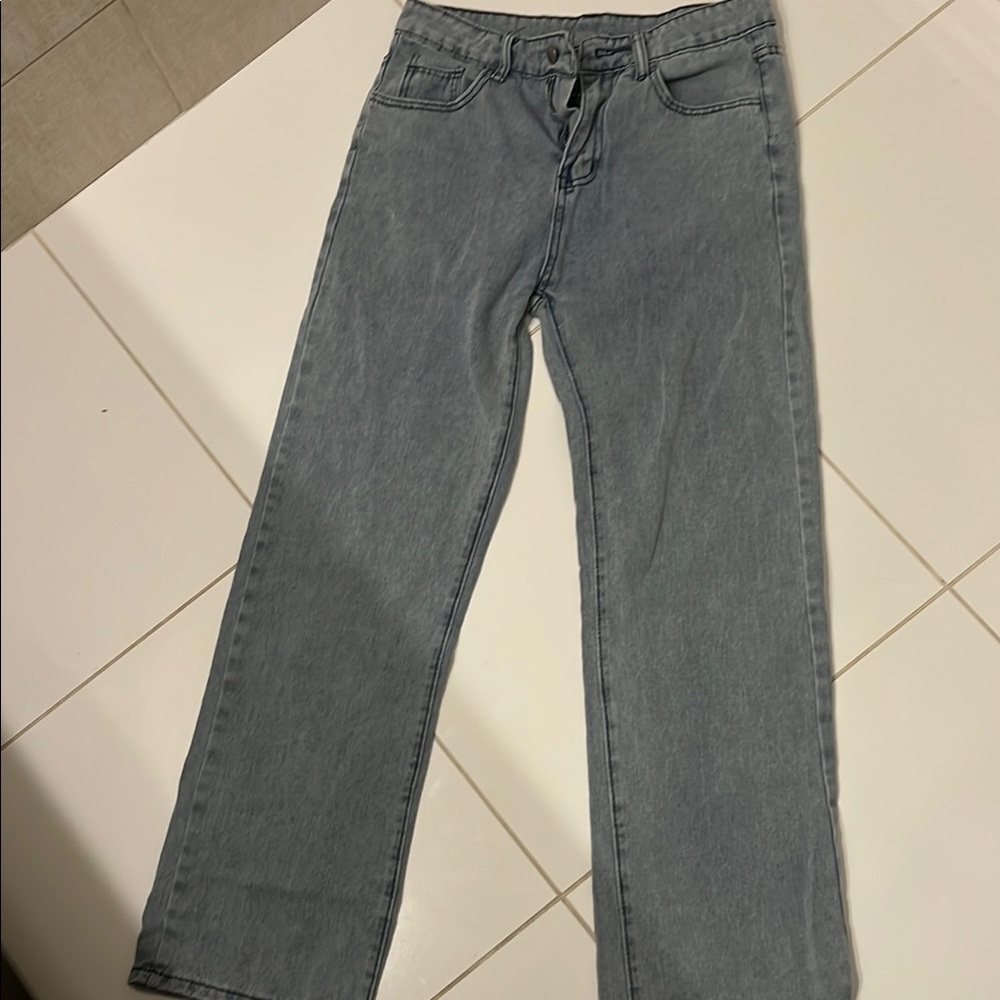 Blue Straight Leg Jeans